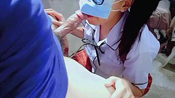 giving my construction neighbor a sloppy deep blowjob before heading to school