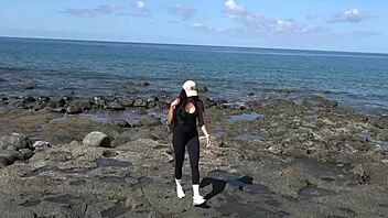 Beach babe's PERFECT TITS and BIG ASS exposed public FUCK after topless tease