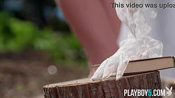 Tiny Blonde Kiara Cole Strips Naked Outdoors Playfully