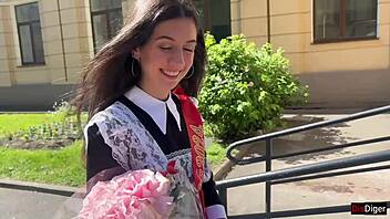 Classmate reunion turns into rough anal creampie in pantyhose outdoors