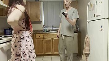 Horny teen caught late gets both tight holes fucked hard!