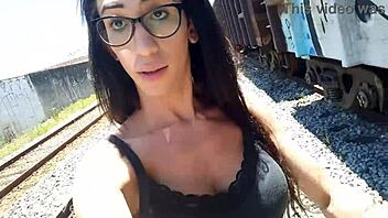 paloma veiga flashes huge cock on train tracks