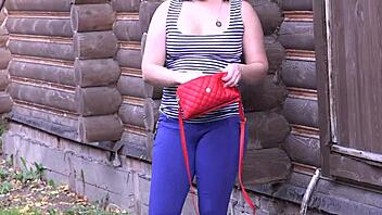 outdoor anal play heats up phone orgasm as voyeur spies tight public thrill