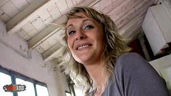 skinny french blonde milf ass fucked for cash in warehouse 🔥🍑