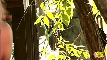 gorgeous thick lesbians take their toy outside, licking and orgasming passionately together