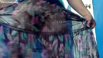 hairy chubby mature flashes pussy thru see-thru dress outdoors