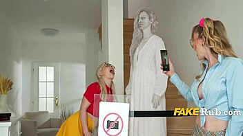 naughty european roommates strap on fuck horny statue in dorm