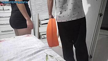 married wife pays delivery boy with doggystyle facial