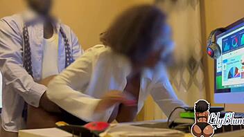 Big ass ebony rides supervisor cock daily at work 💦🍑😈