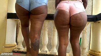 Two big black asses compete pink or blue