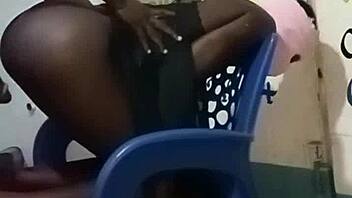 skinny african teen slut bent over takes rough juicy pussy pounding