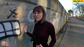 Fucked a CUTE YOUNG STUDENT in public POV as she rides hard outdoors