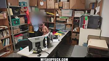 loss prevention officer fucks teen suspect pussy in office submission