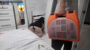 married wife pays delivery boy with doggystyle facial