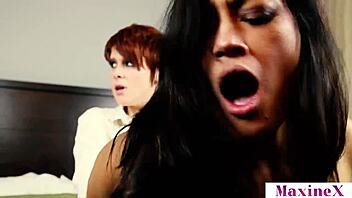 slim redhead lily cade dominates asian bbw maxine x with strapon