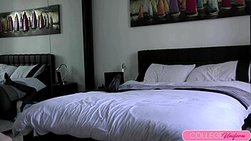 Blonde Coed Teases Uniform Before Nude Reveal