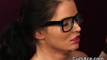 wacky model swallows bukkake facial from blowbang sperm load