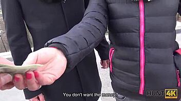 Young chick picks up cash with quick hard outdoor public sex adventure