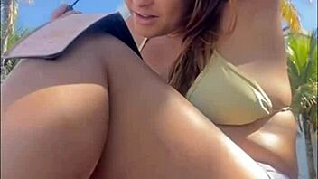 horny african beach babe flashes big pussy for studs