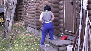 outdoor anal play heats up phone orgasm as voyeur spies tight public thrill