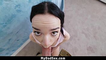 Teen bent over for stepdad's hardcore doggystyle tit play pov