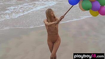 Skinny Italian Milf Farncy Torino balloons beach strip