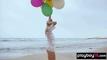 Skinny Italian Milf Farncy Torino balloons beach strip