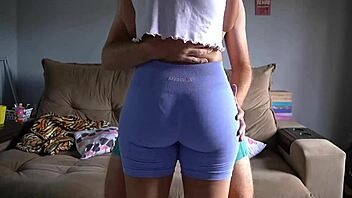 Wanna feel my tight spandex leggings assjob dry hump