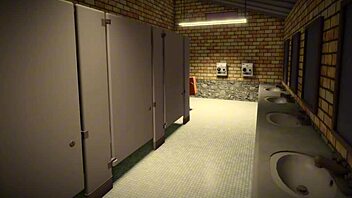Fan roughly pounded by cock in bathroom