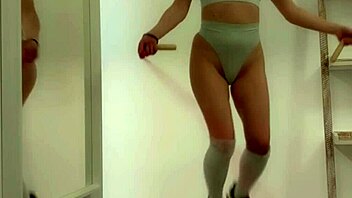 super hot fitness instructor works out then fingers wet pussy to orgasm