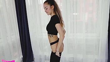 Skinny Brunette Craves Yoga Creampie Fuck