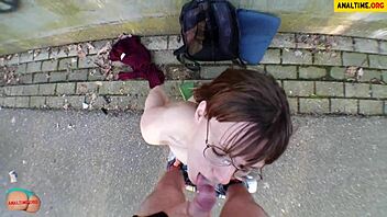 Fucked a CUTE YOUNG STUDENT in public POV as she rides hard outdoors