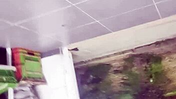 Sneaky upskirt peek under skirt in store