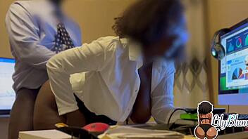 Big ass ebony rides supervisor cock daily at work 💦🍑😈