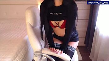 Helga's Red Lingerie Tease with Ass Wiggle Strip