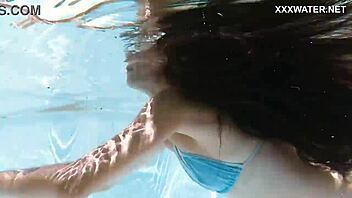 Lana, super hot skinny babe swims underwater horny?