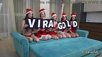 santa gifts wild sex to five gorgeous petite girls