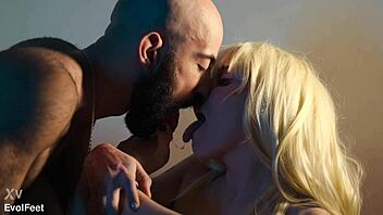 Blonde femdom goddess chokes you into foot slave licking