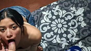 amateur colombian babe begs for hot cum facial after deepthroat tease 😘💦