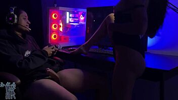 brazilian milf battles spider-man handjob competition wild