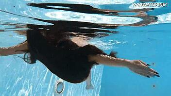 Lana, super hot skinny babe swims underwater horny?