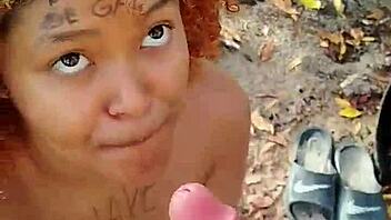 brazilian ebony beach blowjob ends with facial creampie risk