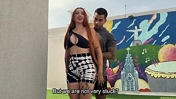 muscular coach pounds busty student outdoors hard