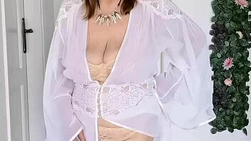 mature cougar in lingerie teases her wet pussy for your joi