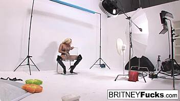 sexy photoshoot quickly escalates into intense pussy masturbation