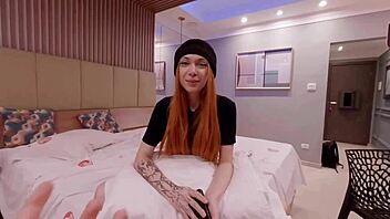 tura initiates delicate pink redhead as porn model