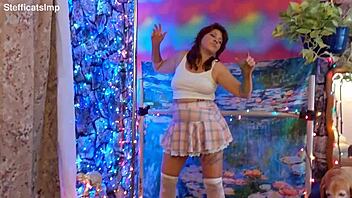 hotwife steffi august dances with huge pussy dildo