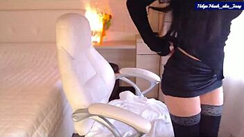 Helga's Red Lingerie Tease with Ass Wiggle Strip