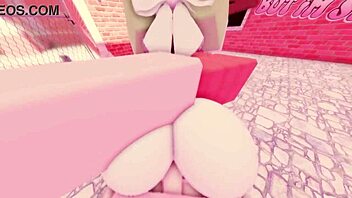 Roblox slut bent over for big cock three-way creampie