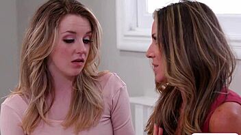 jealous milf craves licking teen's shaved pussy now!